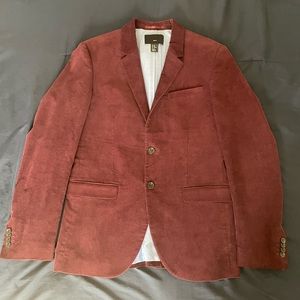 H&M slim fit corduroy blazer size 40R color is plum/burgundy/light blue/ grey.